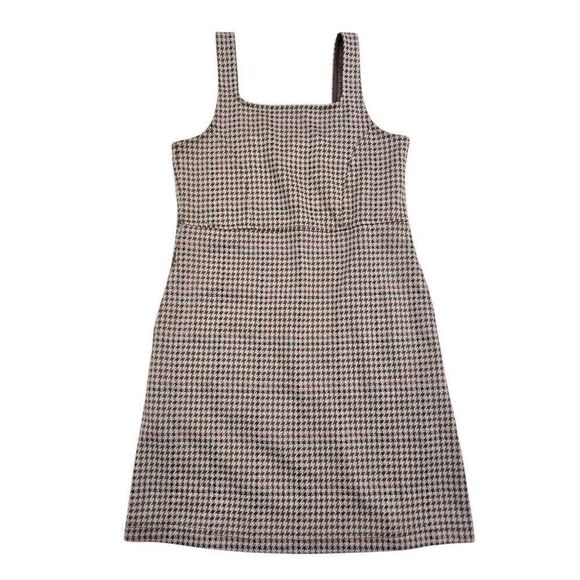 Abercrombie Kids Tank Dress Girls 9/10 Beige Houndstooth Square Neck Sleeveless - Picture 1 of 6
